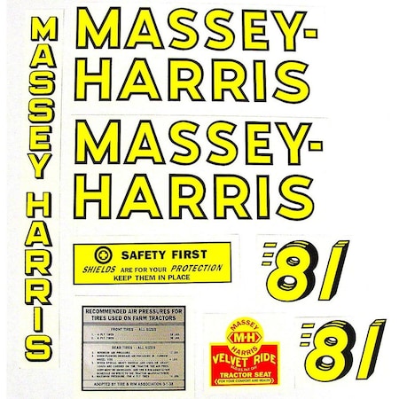 Aftermarket DEC125 MH 81 Mylar Decal Set Fits Massey Harris DEC125-STR